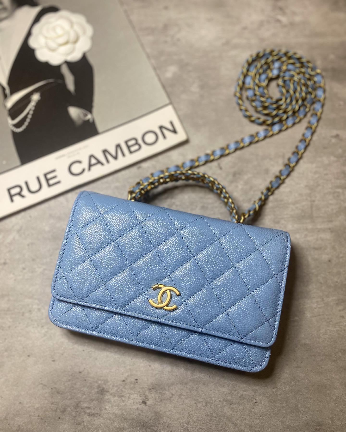22S CC In Love Blue Lambskin Quilted Large Heart Bag Light Gold Hardwa   REDELUXE