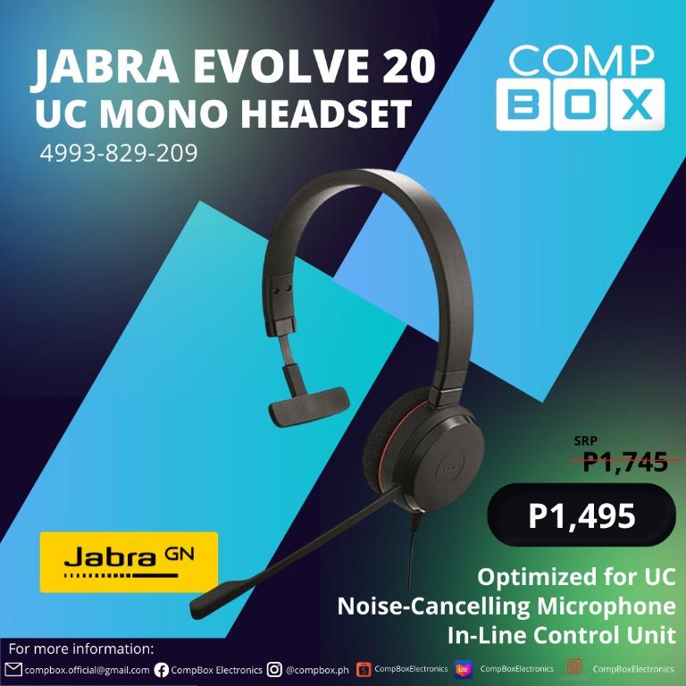 Jabra Evolve 20 UC Mono Headset 4993-829-209
