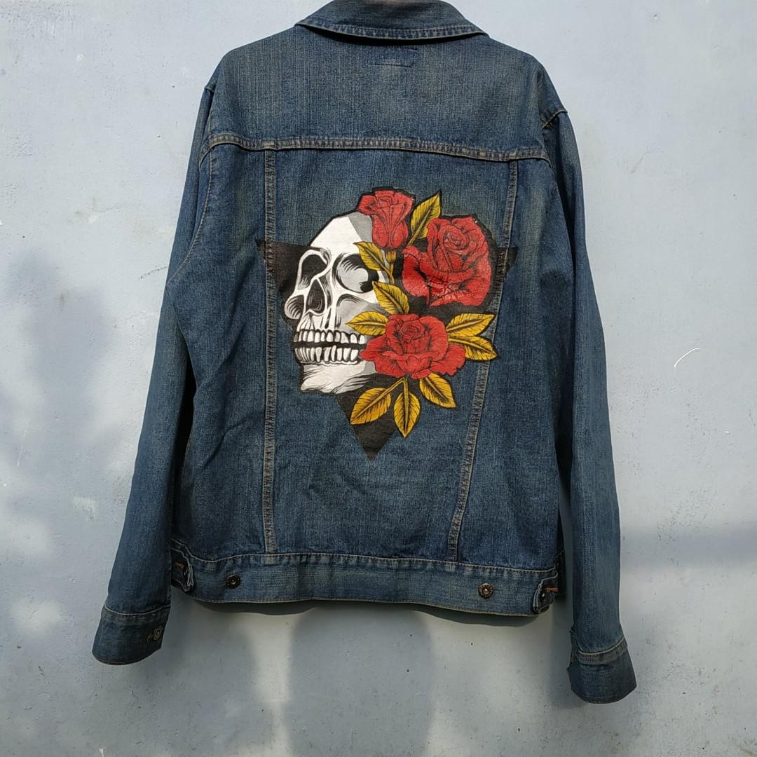 jaket denim jeans custom second 