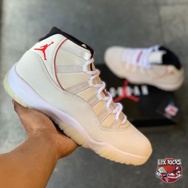 Air jordan 11 retro platinum tint & university red top