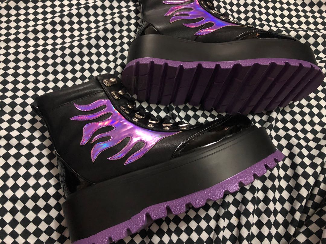 KOI FOOTWEAR Helios Purple Hologram Flame Boots (Alt / Alternative