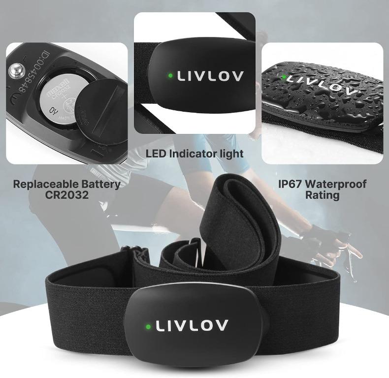 LIVLOV V6 Heart Rate Monitor Chest Strap, Bluetooth ANT+ Heart Rate