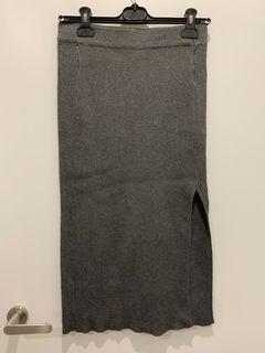 Long grey knit skirt