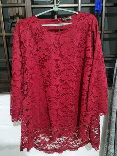 Maroon lace kurung