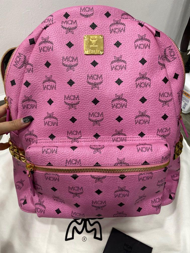 Fake pink mcm backpack sales