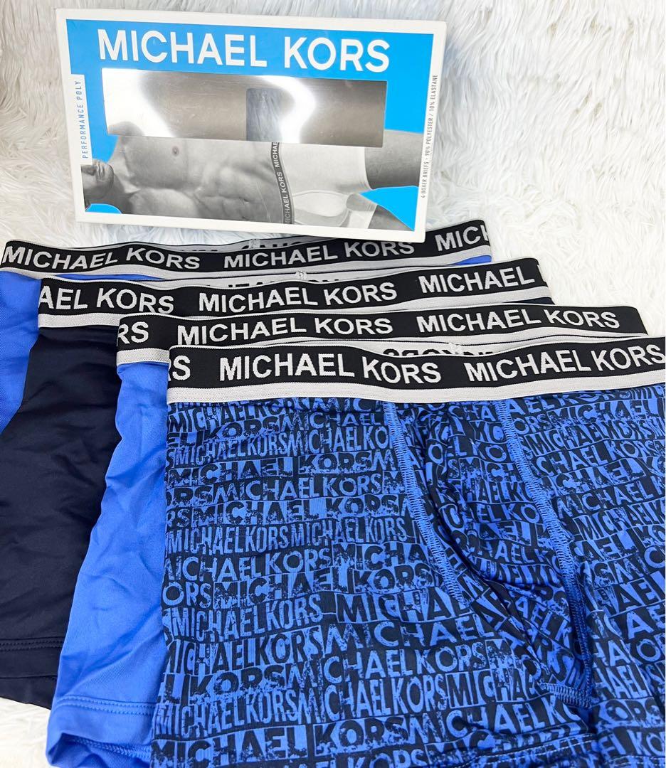 Michael Kors Men`s Performance Poly Boxer Briefs 4 Pack, Black