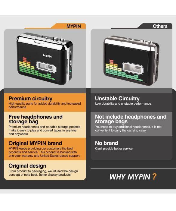MYPIN Cassette to MP3 Converter, USB to MP3 cassette converter
