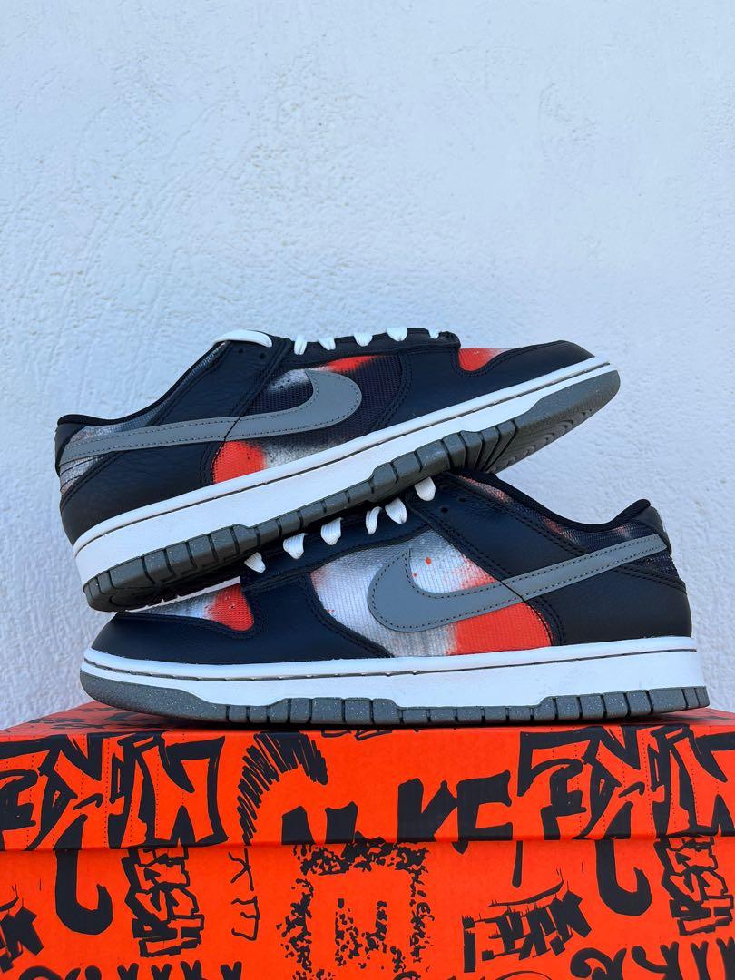 dunk low black and red