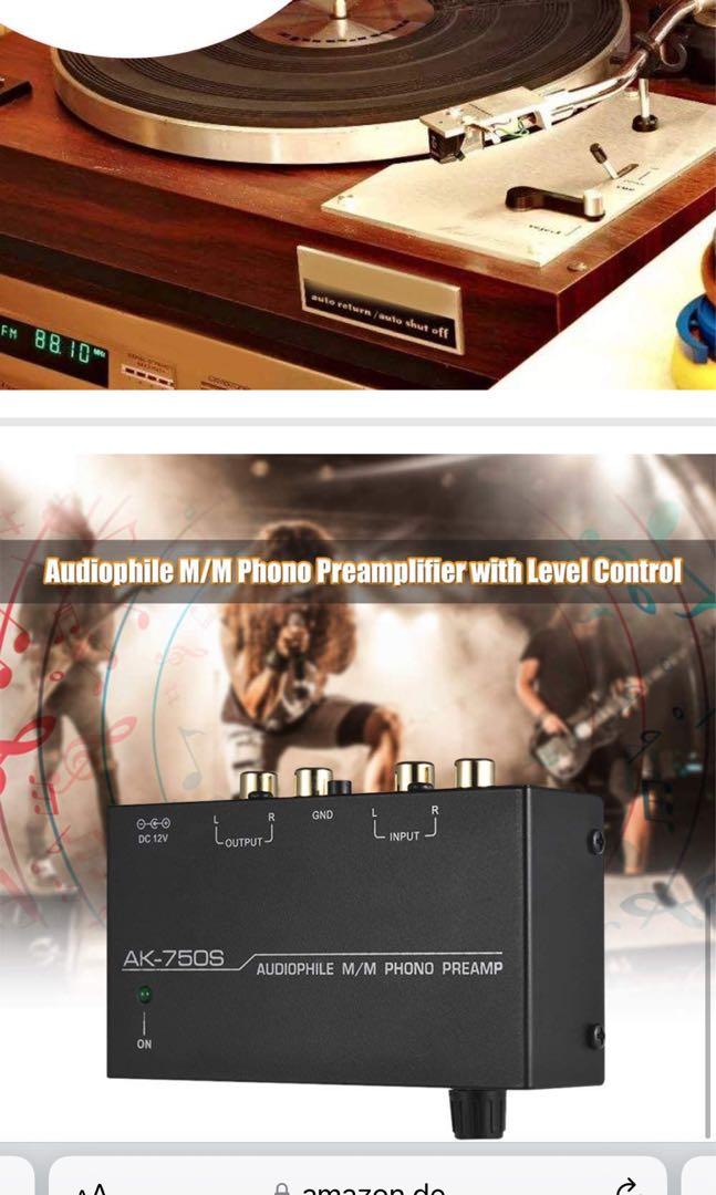 Phono Preamp, Audio Input/Output Preamp with Volume Control, Electronic Black Silent Home