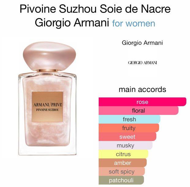 Pivoine Suzhou Soie de Nacre Giorgio Armani for women, Beauty & Personal  Care, Fragrance & Deodorants on Carousell
