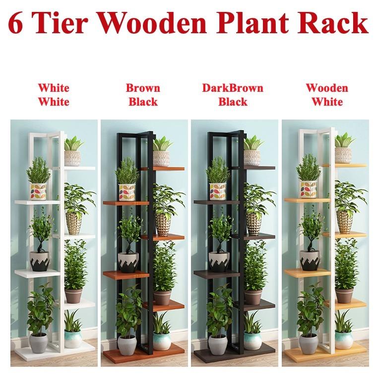 Plant Rack Plant Stand Wooden Foldable Pot Rack Stand Wood Planter Pot