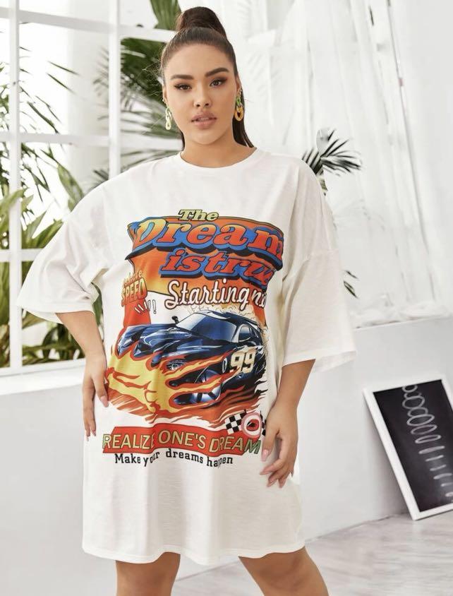 Graphic tee dress plus size sale
