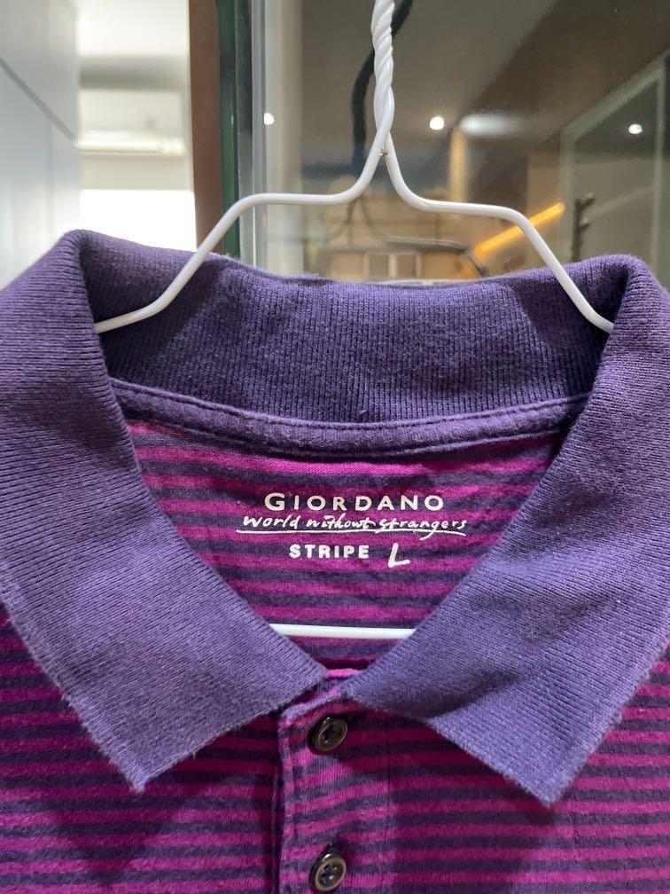 Preloved giordano polo shirt size shirt cowo pria laki male man motif garis  polos slim fit regular