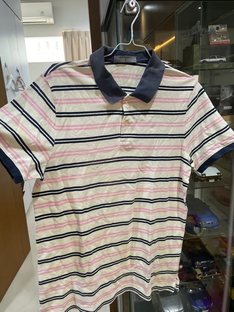 Preloved giordano polo shirt size shirt cowo pria laki male man motif garis  polos stripe slim fit regular