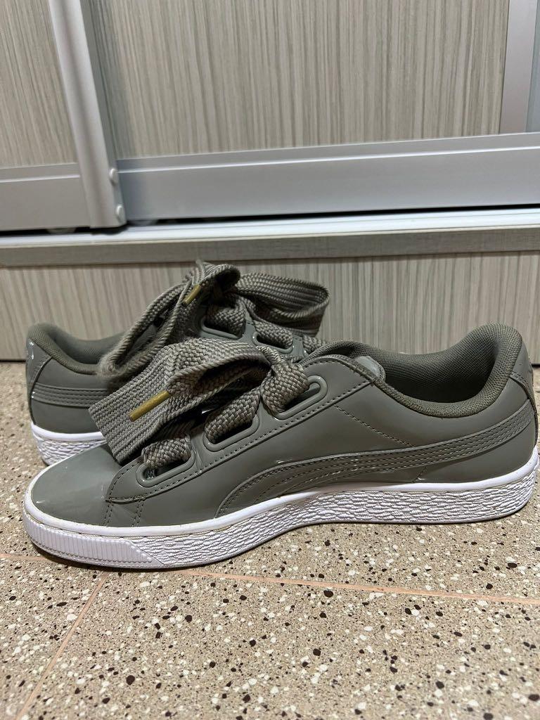 Puma basket heart best sale grey patent