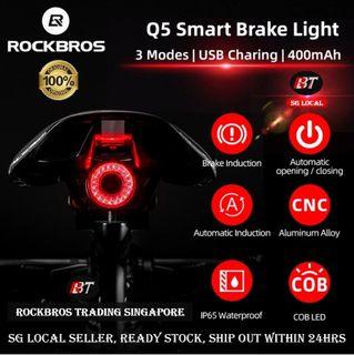 RockBros light bicycle taillight bike rear light brake light smart brake sensing taillight rockbros Q5 tail light with seat pole and seat rail holder