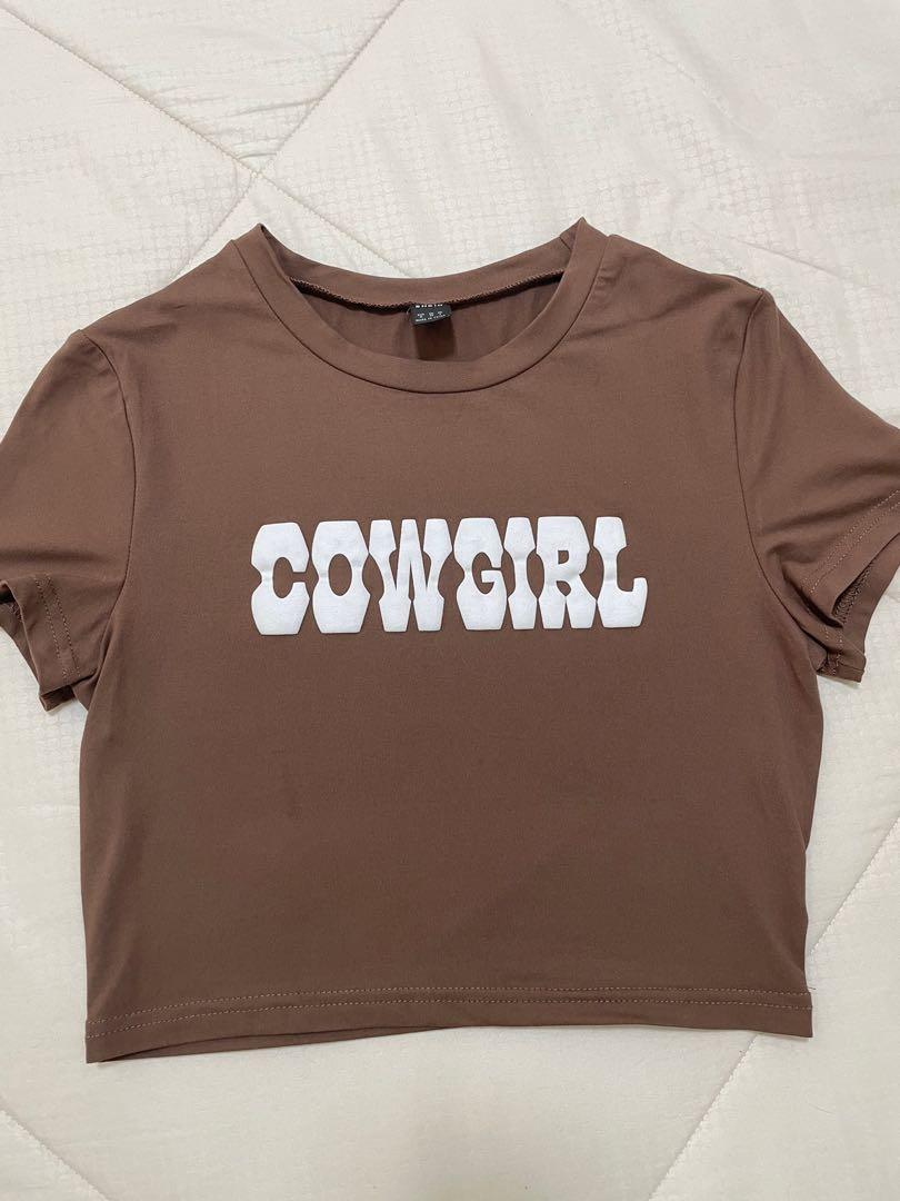 shein cowgirl crop tee, Women's Fashion 
