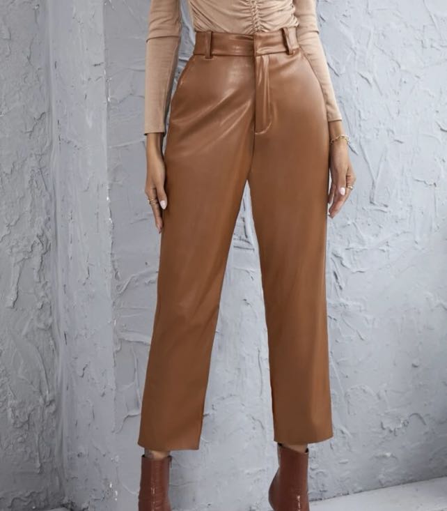 SHEIN PU leather pants, Women's Fashion 