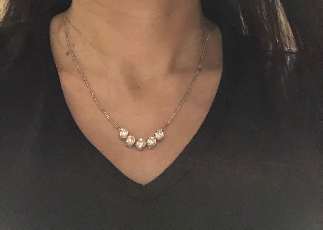 Solid platinum diamond necklace large diamonds Women s