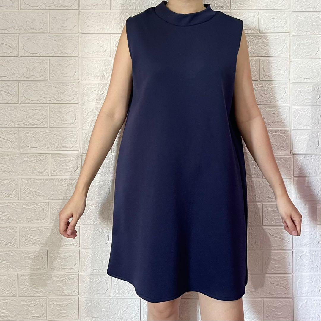 Turtle Neck Blue Navy Scuba Sleeveless 