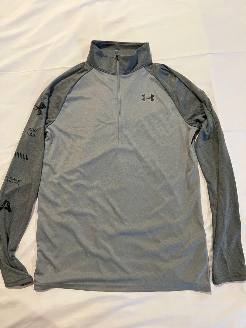 Under Armour Running Jacket (Category: Activewear) located in Manila. Submitted by nix1203 (Listing ID 1159592387, Image 1). Description: WTS UnderArmour Running Jacket Grey Size: XS-Small (18x26).