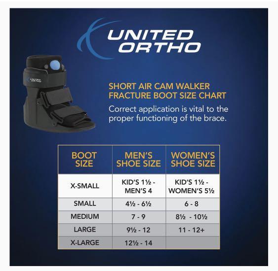 United Ortho Short Air Cam Walker Fracture Boot, Fits Left or Right,  Medium, Black 