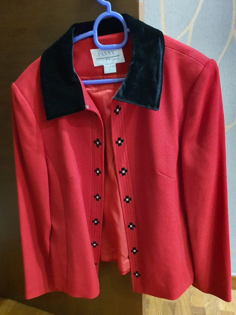 Red collared jacket store