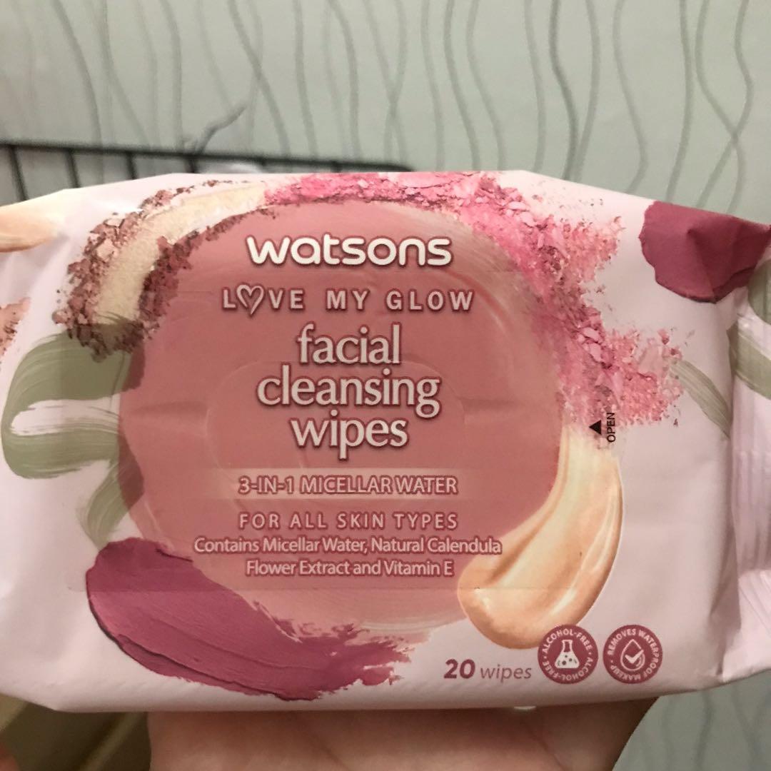 Watsons Facial Cleansing Wipes 3in1 Micellar Water 20s, Kesehatan