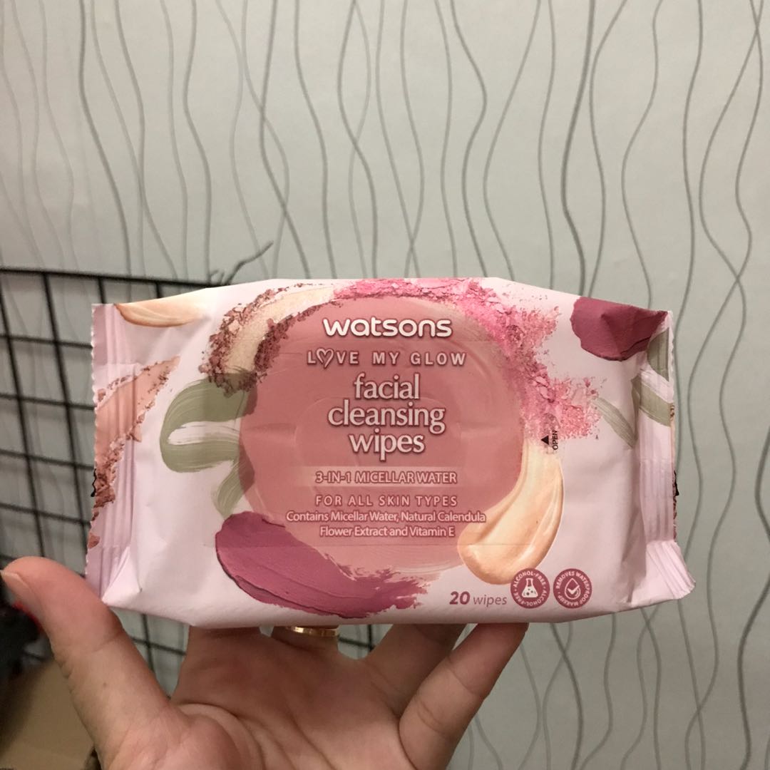 Watsons Facial Cleansing Wipes 3in1 Micellar Water 20s, Kesehatan