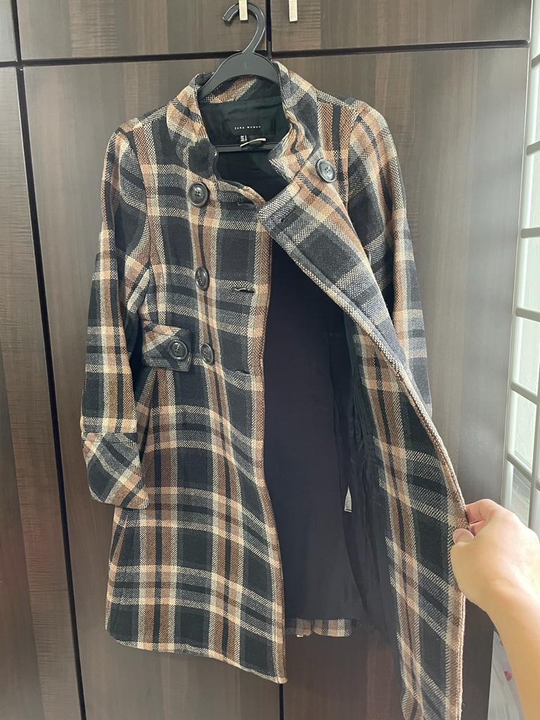 Checkered coat zara online