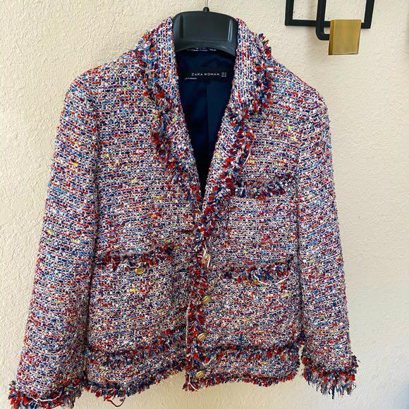 Frayed tweed jacket zara sales