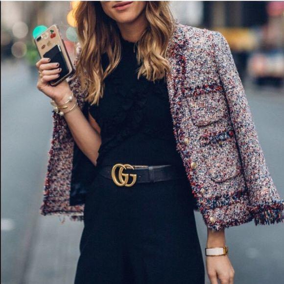 Frayed tweed sales jacket zara