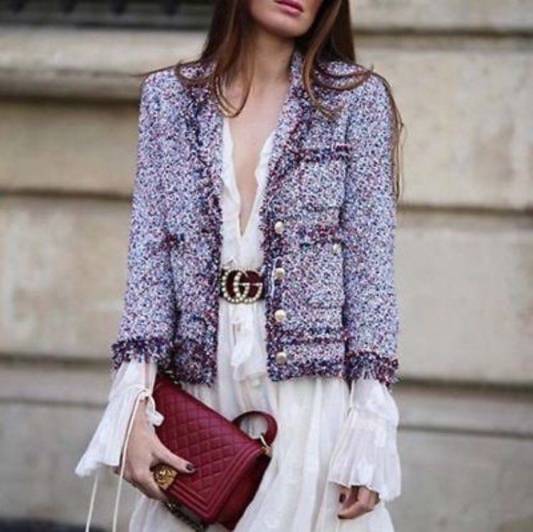 Frayed tweed jacket deals zara