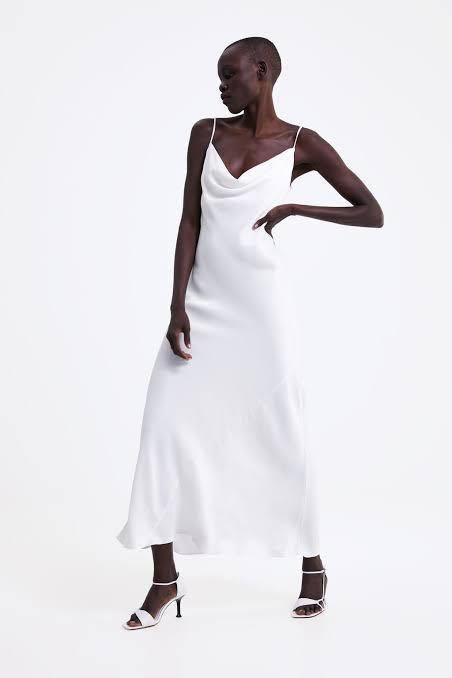 Zara White Silk Midi Dress Women s Fashion Dresses Sets