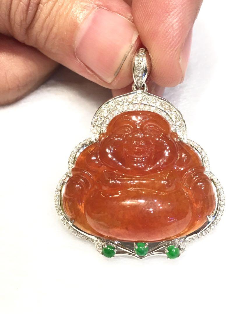 red jade buddha pendant