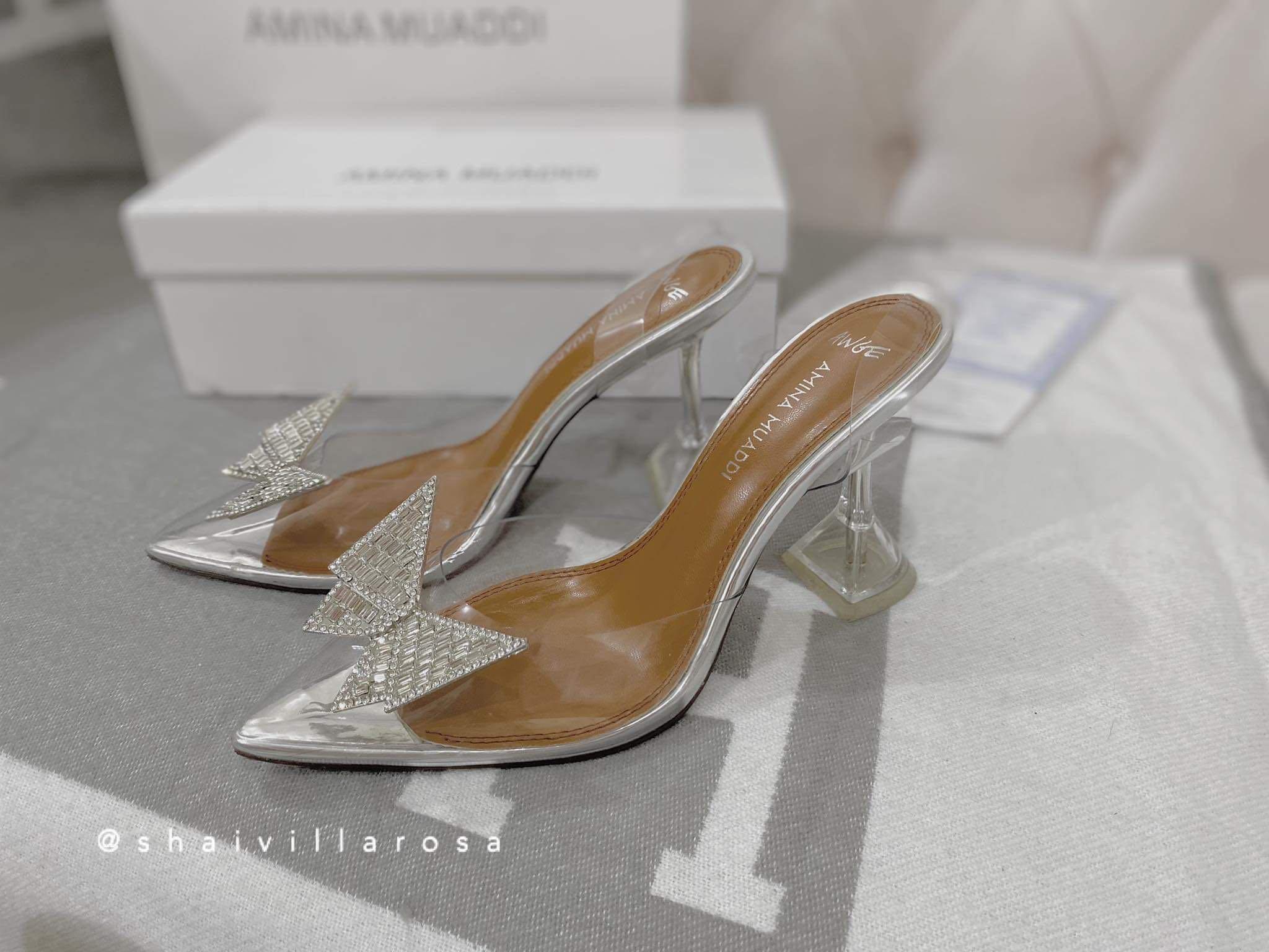 amina muaddi x awge phoenix pvc slingback pedestal pumps
