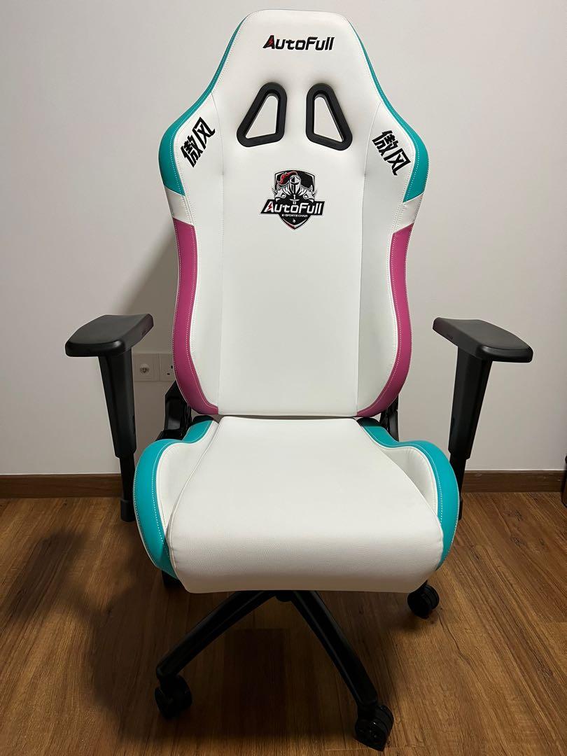 Autofull Neonpunk White Gaming Chair, Furniture & Home Living