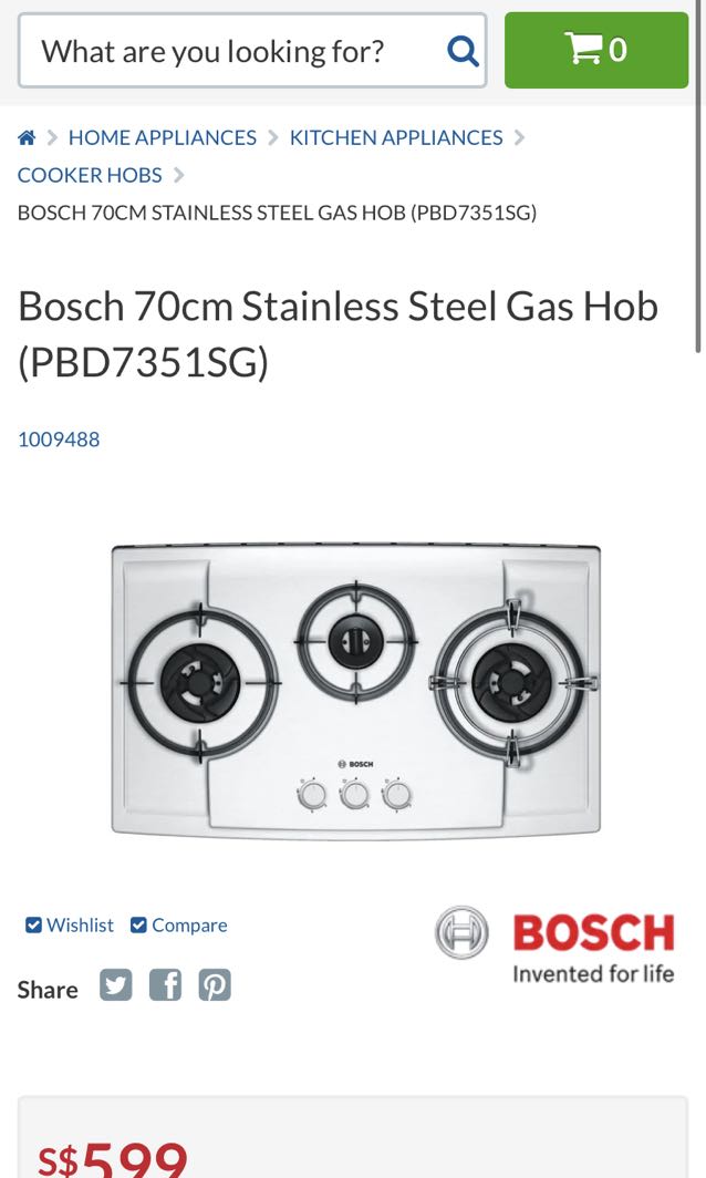BNIB Bosch Gas Stove (50 off retail price), TV & Home Appliances