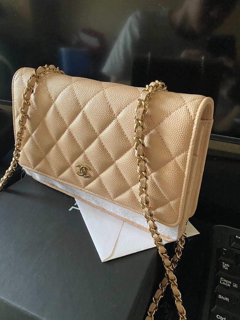 Chanel 22C beige WOC classic, Luxury, Bags & Wallets on Carousell