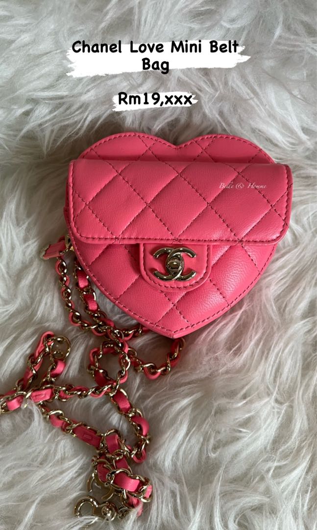 Chanel Love Mini Belt Pink Bag, Luxury, Bags & Wallets on Carousell