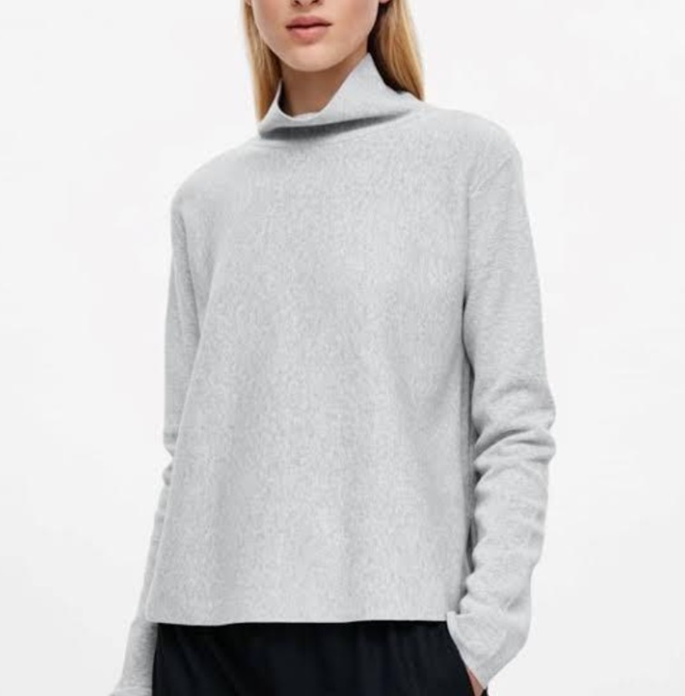 Cos knit grey mock neck turtleneck mock neck top XSS, Women's Fashion