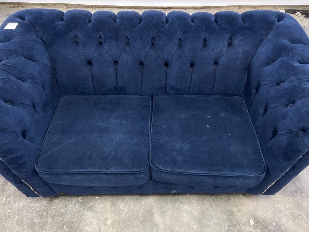 EMPAYAR REKA 2 Seater Velvet Sofa Dark Blue Colour / EMPAYAR REKA 2 ...