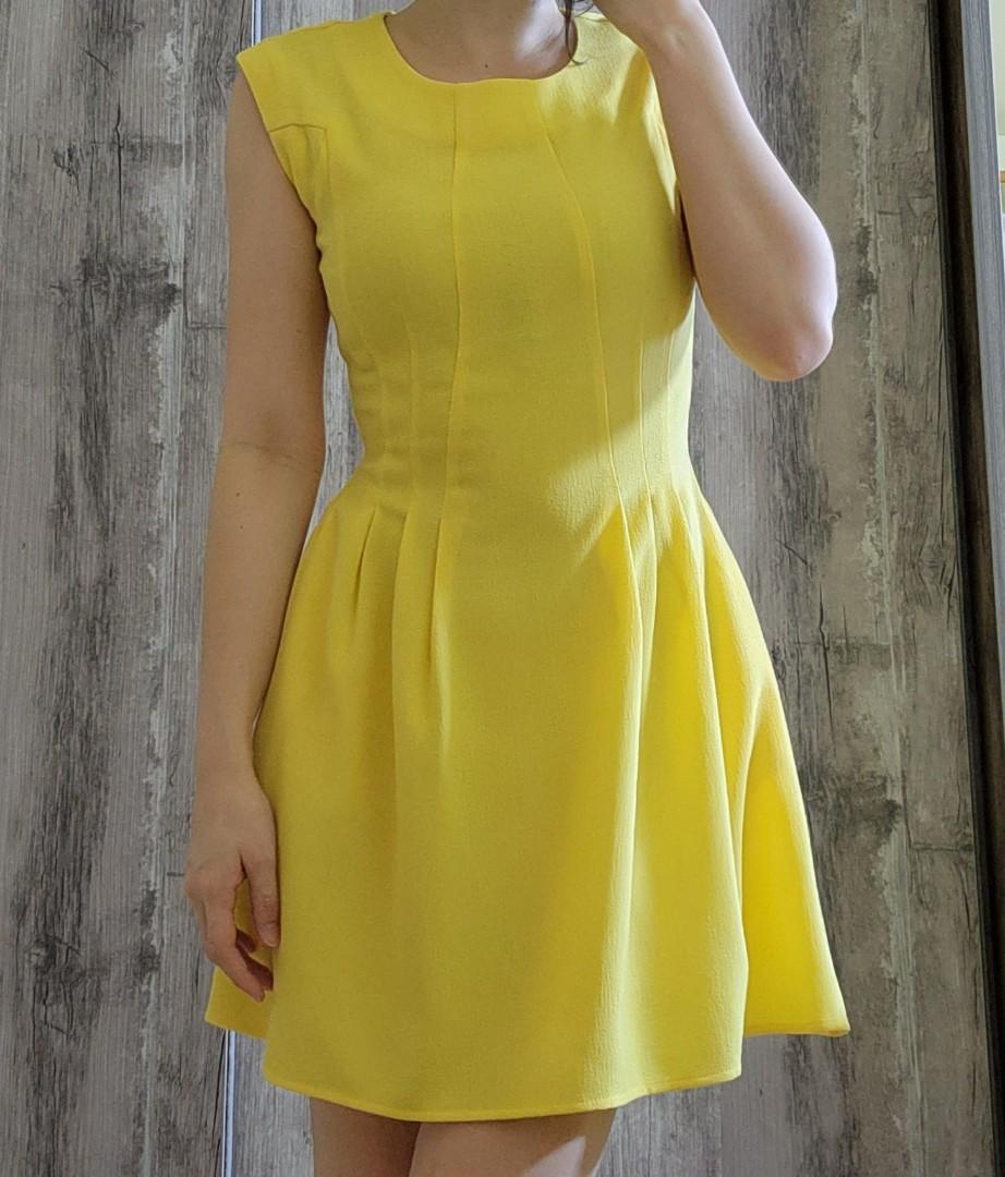 fit and flare yellow dress