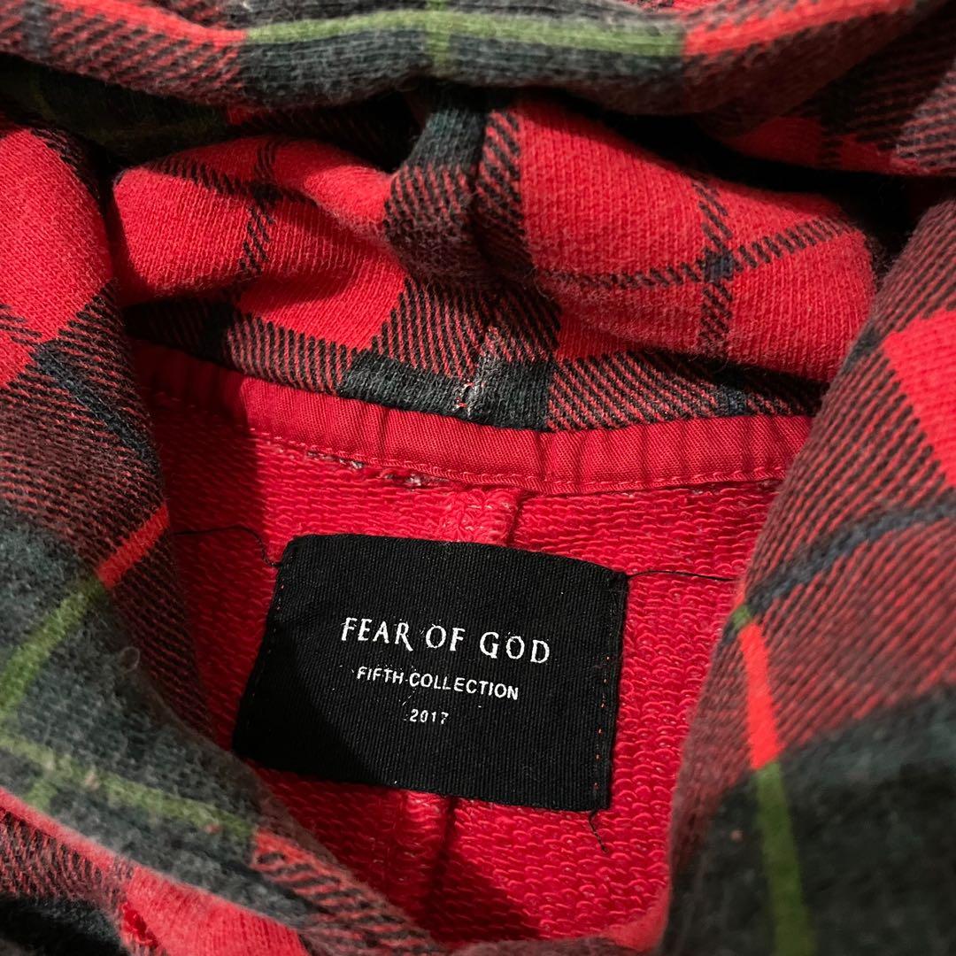 Fear of god Plaid Hoodie Original Fesyen Pria Pakaian Baju