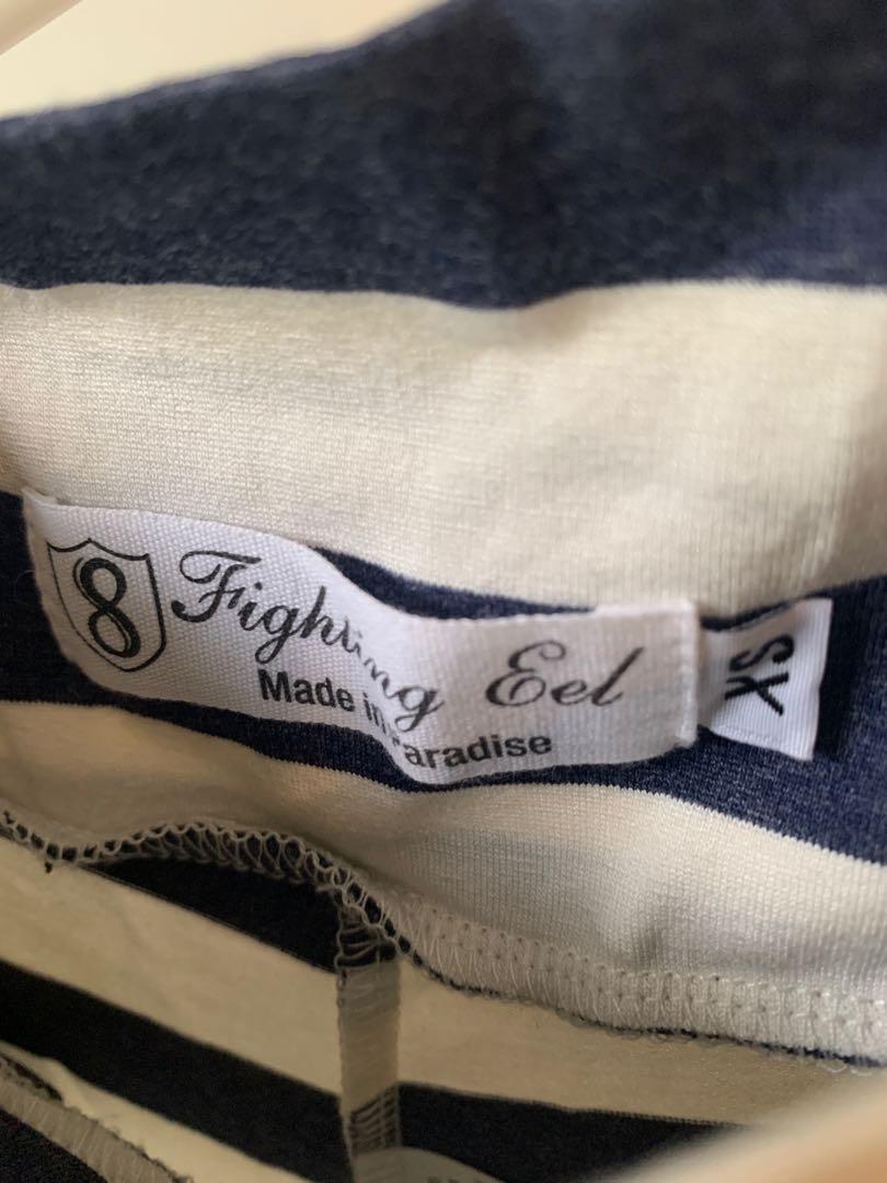 Fighting Eel Hawaiian Boutique Navy Blue and White Striped Maja Pants