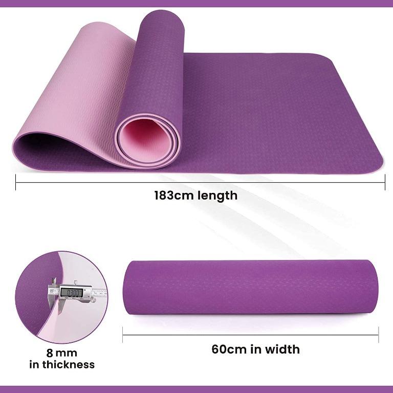 Yoga Mat Fitness Exercise Mat Specifications 72 Inches X 24 Inches,  Lightweight Travel Yoga Mat Thin 1/4 Inch Non-slip Strap