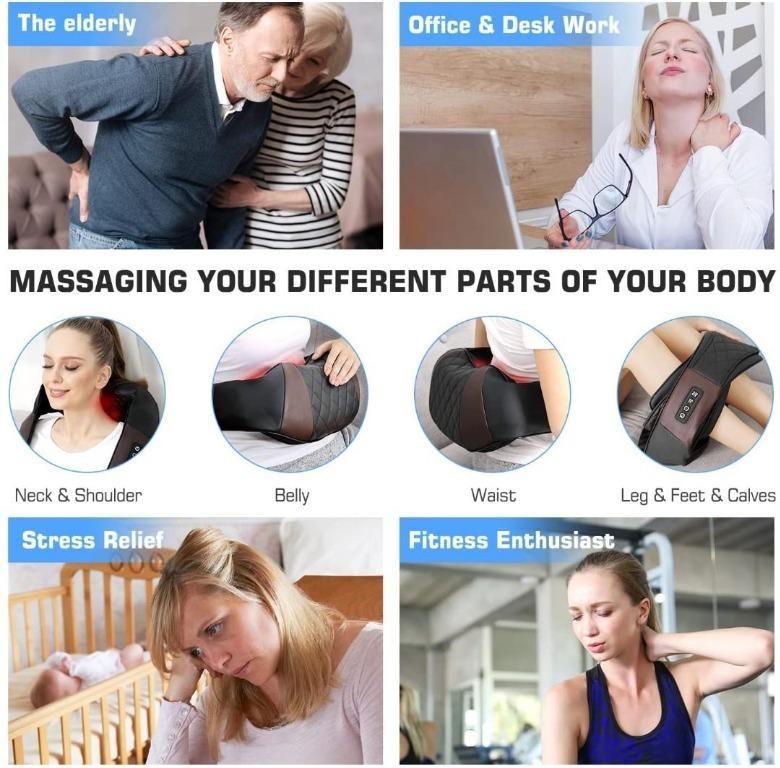 WOQQW Shiatsu Neck Massager with Heat Deep Tissue Kneading Back Massage  Pillow for Muscle Pain Relief 