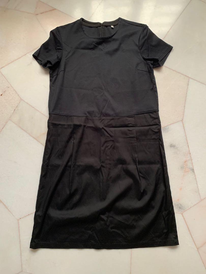 Muji Women Ladies' Cotton Short Sleeve Black Dress, Women's Fashion, Dresses  & Sets, Dresses on Carousell