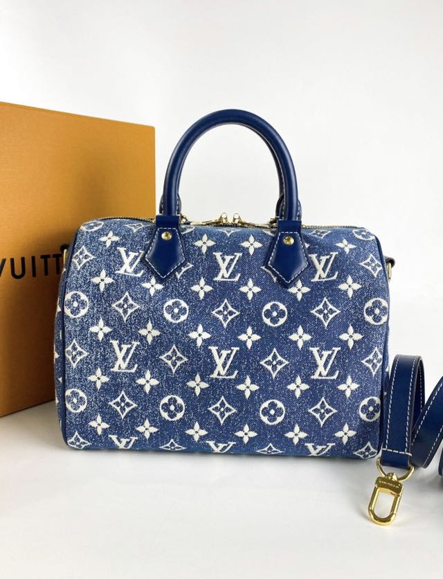 Louis Vuitton Limited Edition Speedy Bandouliere 25 Denim Blue GHW (Ne