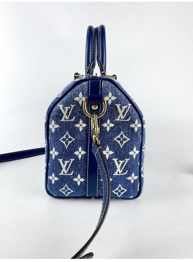 Louis Vuitton Blue Denim Jacquard Speedy Bandoulière 25